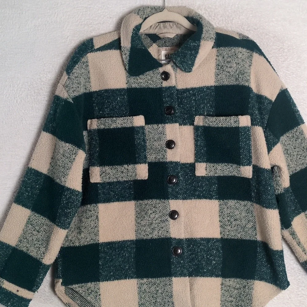 GAP‎ Kids Fleece Plaid Shacket Button Jacket Size XL
